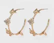 Sugarfix by BaubleBar Gold Tone Crystal Rhinestone Wings Butterfly Hoop Earrings