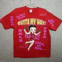 Vintage XL Betty Boop T-Shirt Tee Short Sleeve Outta My Way Sale Red 1999 Money