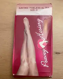 B2-7 New Damage Box Women’s Hooters Girl Uniform Pantyhose Toeless Suntan Size D