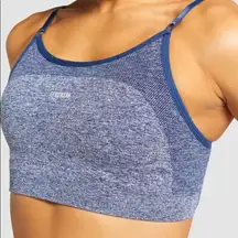 Gymshark Flex Strappy Light Support Sports Bra Navy Marl / Light Grey Small