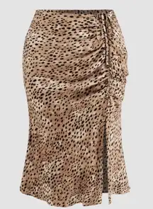 Cider CHEETAH RUCHED MIDI SKIRT