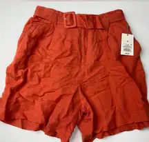 A New Day Orange Linen Blend Shorts NWT Size M