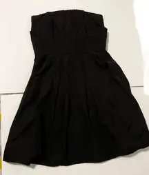 Black Strapless Zipper Back Knee Length Dress