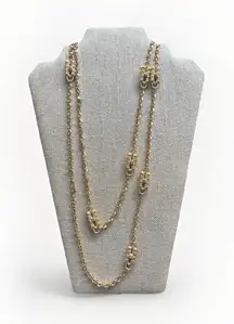 Vintage VTG JBK Camrose Kross Jacqueline Kennedy Gold Tone CZ Paperclip Necklace