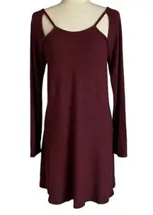 FRANCESCA'S ALYA Maroon Cut Out Sweater Dress Size Small Casual Soft NWT
