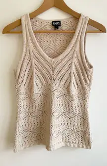 Vintage INC International Concepts Pointelle Crochet Top Size M Boho