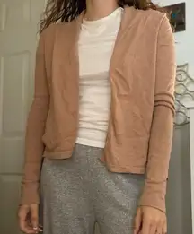 BCBGMAXAZRIA Merino Wool Crop Cardigan‎ cut out back Tan XS