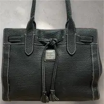 Dooney & Bourke Vintage Pebble Grain Drawstring Tassel Tote - Black/Silver