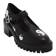Hot Topic Yin-Yang Mary Janes T-Strap Platform Chunky Lug Sole Shoes Size‎ 10