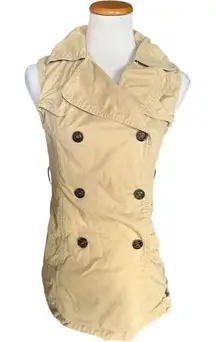 Womens Anthropologie Love Tree Khaki Trench Style Button Wrap Top - Sz S