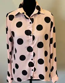 Polka Dot Button-Up Blouse - Pink and Black nasty gal brand