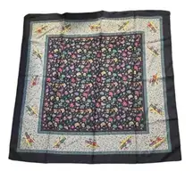 Gorgeous Vintage Square Scarf Made In Italy Floral & Ladies In Boats