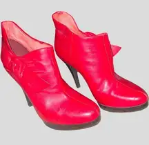 Aldo red faux leather 4 1/2” heels booties