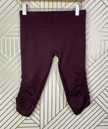 Lululemon  In The Flow Crop II Heathered Bordeaux Drama Seamless Size US 8