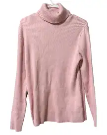 Eddie Bauer Stretch Women Size XXL Pink Ribbed Turtleneck Sweater Winter‎ Office