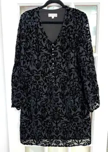 Nanette Lepore Whimsical Goth Romantic Velvet Burnout Midi Dress Size 12 Large L