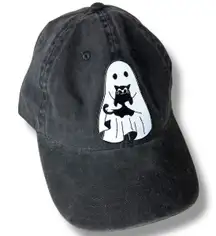 Hats Amore LLC Dark Gray Ghost Holding Black Kitty Patch Adjustable Baseball Hat