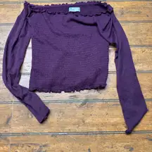 Hollister purple‎ off the shoulder smocked scrunched long sleeve top