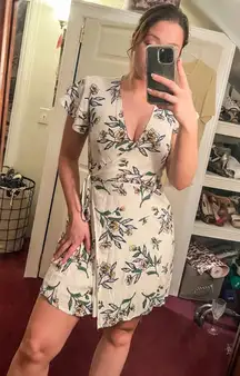 Francesca's White Floral Wrap Dress