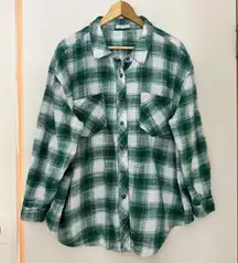 Maurices Green Plaid Oversized Flannel Button Down Shirt Sz 2X