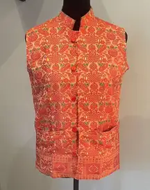 Vibrant Orange Patterned Vest -taco Tuesday style
