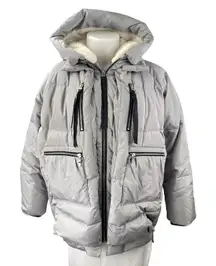 Orolay Women's Gray Full Zip Hooded Thickened Down Puffer Coat Jacket Size XL