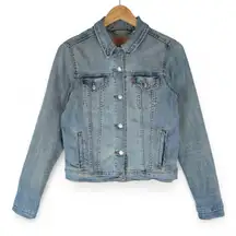 Levis Denim Jean Trucker Jacket Womens Medium Blue Light Wash