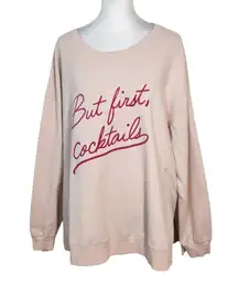 Wildfox Blush Pink But First Cocktails Sweatshirt Size XXL Wildfox Pink Sweatshi