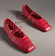 NEW ALOHAS Sway Slit red leather ballet flats