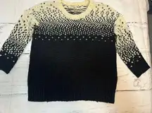 Madewell Women's XS Crew Neck Pullover Sweater Cream & Black Hearts (k)