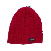 NEW Couthie Gifts from Scotland Beanie Hat Red Cable Knit Faux Fur Lined Unisex