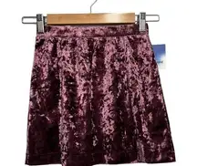 New Nordstrom Abound Crushed Velvet Velour Mini Retro 90s Y2K Skirt Burgundy XXS