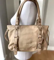 Vintage Y2K Kenneth Cole Reaction Neutral Beige Leather Shoulder Bag Purse