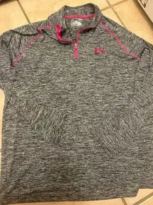 Women’s black white heathered hot pink under Armour zip up long sleeve