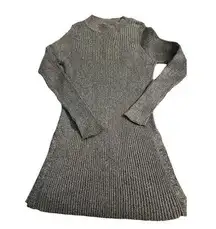 Topshop Heather Black Ribbed Sweater Tunic Side Slits Arm Slits size 6