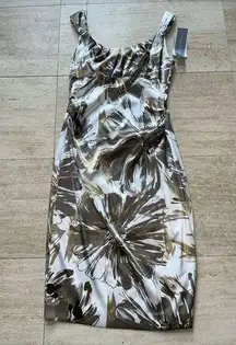 NWT London Times  Dress Women  Size 8 Brown Floral Satin Lined