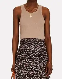 Frame  Boyfriend Ribbed Knit Cotton Tank Top Size Small Beige Style LWTS1375