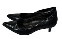 Womens Calvin Klein Nicki Black Classic Python Print Kitten Heel Pumps Size 6M