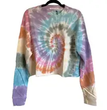 NWT DAYDREAMER Rainbow Spiral Tie Dye Cropped Sweatshirt - Small