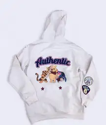 Winnie The Pooh Tigger Eeyore Disney Beige Cream Pullover Sweater Hoodie Sweatshirt Long Sleeve  Sz S - Measurement in pics