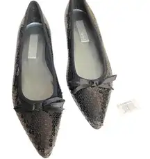 Vintage Spiegel Pointed Black Sequined Flats Size 8.5