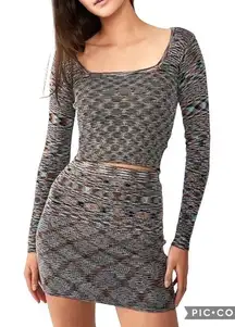 Cotton:on Skirt Top Set Bodycon Mini Space Dye Blue Multi Knit S Festival Party