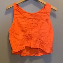 Lou & Grey Orange Linen Crop Tank Top Summer Size Small