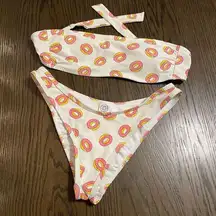 Odd Future logo white/pink donut bandeau bikini, size M