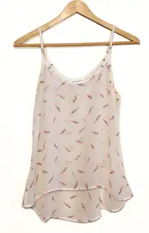 | Sheer Bird Print Flowy Blouse