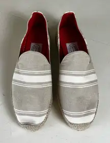 STUBBS & WOOTEN- Canvas Stripe Espadrille Casual Slip On Flats Classic Staple