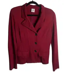 Cabi Size 10 Rhubard Outing Blazer Side Botton Wine Red Ponte Knit Office 3175