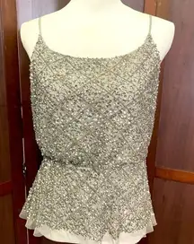 W118 by Walter Baker grey sequin mesh top‎ size Small