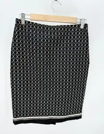 The Limited  Black Cream Printed Cotton Blend Zip Pencil Skirt Women's Size 2