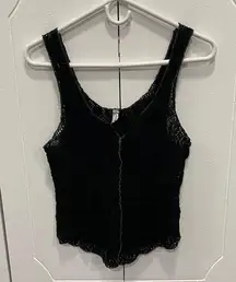 Free People Black Stretchy Lace Tank Top